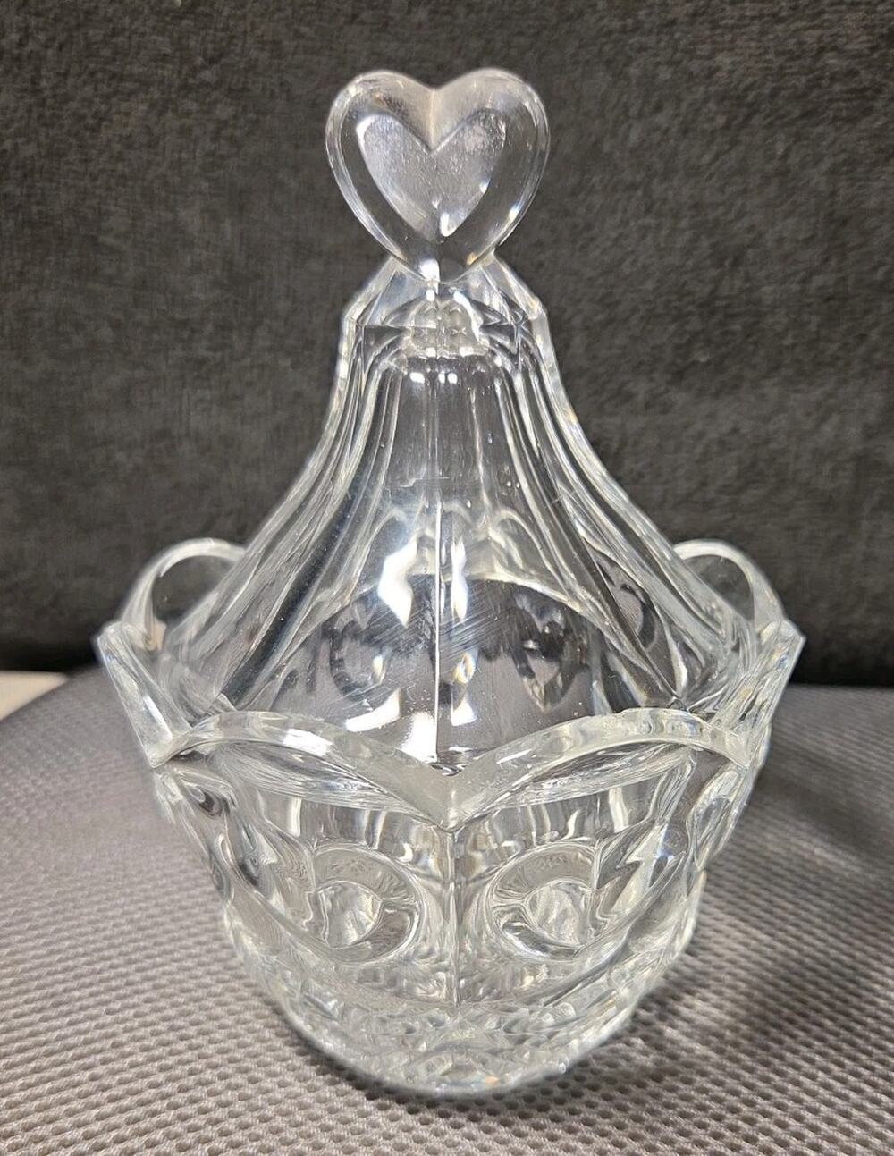 Fifth Avenue Crystal Vintage 70s "Cherish" Heart Candy Dish with Lid